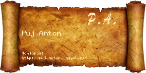 Puj Anton névjegykártya